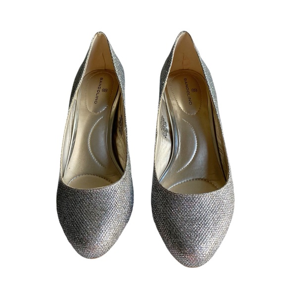 Bandolino Gold Block Heel Pumps Size 7.5 Glitter Chunky Low Heels Holiday Formal - Picture 7 of 14